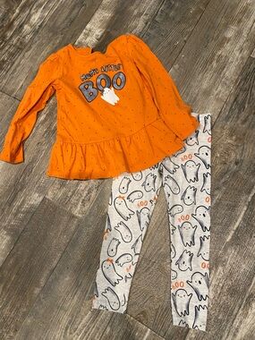 Carter's Orange 'Mom's Little Boo' Top with Cream Ghost Print Leggings
